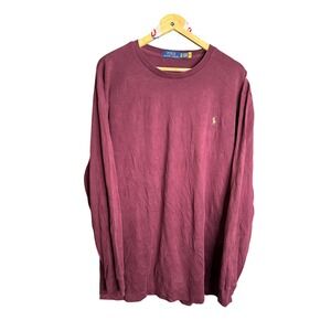 Polo Ralph Lauren Long Sleeve Crewneck T-Shirt Burgundy Pony Logo Size XLT